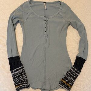 Free People Light Blue Henley - Size S